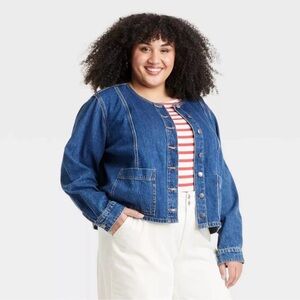Ava & Viv Women’s Button Down Denim Jacket - Blue Wash Size 3X NWT